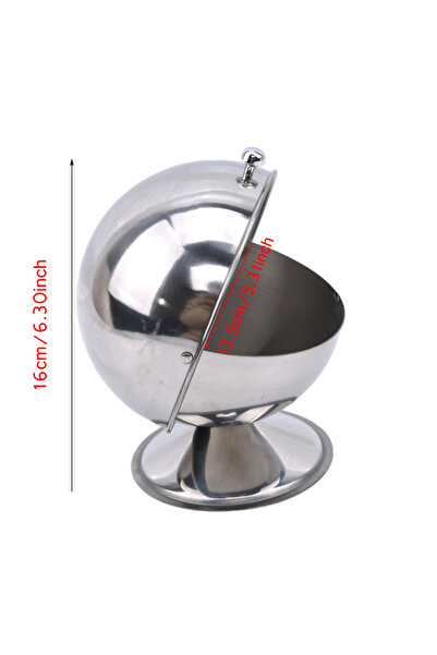 Choice وعاء سكر كروي عالي الجودة من الفولاذ المقاوم للصدأ للمطبخ وزجاجة توابل وخزان توابل فضي