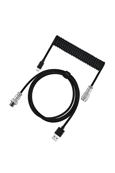 Choice لوحة مفاتيح ميكانيكية سوداء من النوع C مع كابل ملفوف من النوع C USB لو...