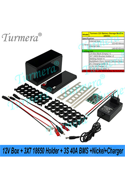 Choice5 R102-CDKKTZ-Black Turmera DIY 12V Battery Box 3x7 18650 Holder 40A BM...