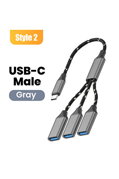 Choice محول OTG متعدد الوظائف 3 في 1 من النوع C B باللون الرمادي مع محول نقل ...