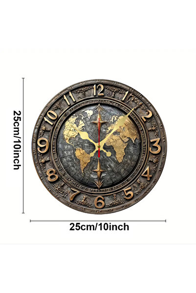 Choice 10 inch GZ-WYT09130033 Vintage World Map Wooden Round Silent Hanging W...