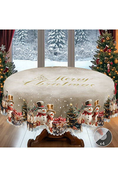 Choice Round (152)Cm S590 1 Piece Christmas Round and Rectangular Tablecloth,...