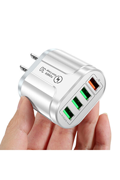 Choice US White 4 USB Charger Fast Charger 3A QC 3.0 Wall Charging For iPhone...