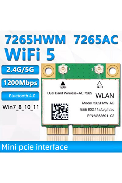 Choice 7265HMW AC7265 7265HMW Network Card Mini PCI‑E Gigabit Dual‑Band for Bluetooth 4.2 Wireless Wifi AC7