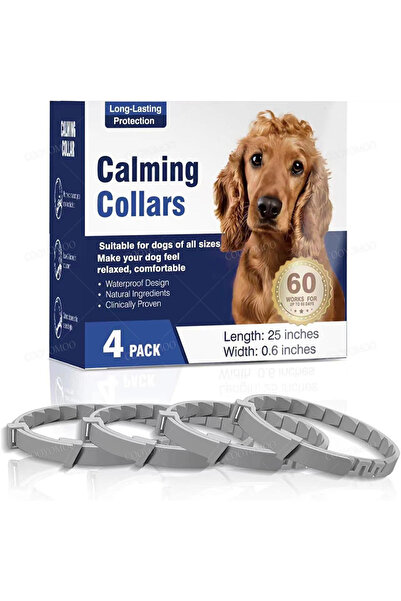 Choice 4 قطع من أطواق فيرومون مهدئة للكلاب، مقاس 62 سم، لون رمادي، 3/4 قطعة، لتخفيف قلق الحيوانات الأليفة، قابلة للتعديل ومريحة