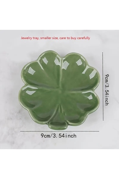 Choice صينية مجوهرات سيراميكية من قطعة واحدة على شكل نبات البرسيم ذو أربع أوراق، مناسبة لمستحضرات التجميل والإكسسوارات، بتصميم نورديك