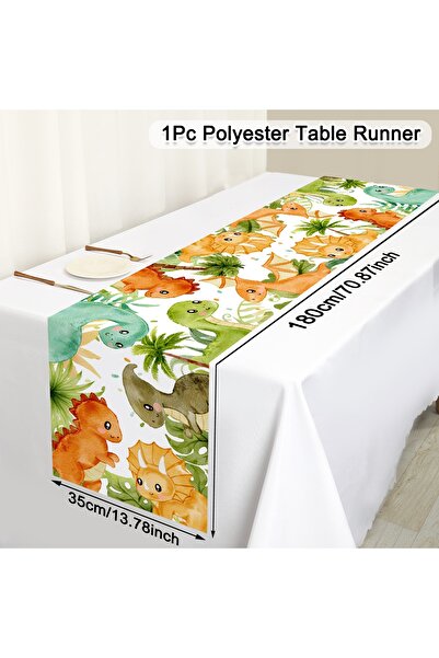 Choice مفرش طاولة أصفر مقاس 35*180 سم على شكل ديناصور، بتصميم غابة، طاولة حفل...