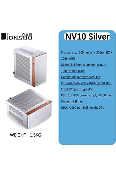 Choice3 NV10 Silver JBO NV10 N10 ITX Mini Desktop Case (3.3mm Aluminum Alloy ...