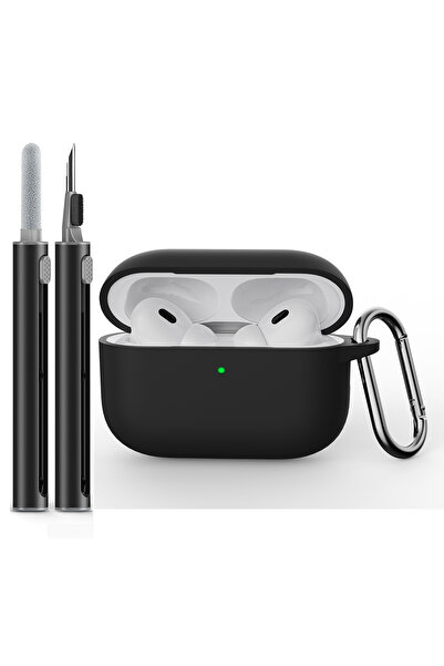 Choice غطاء حماية أسود لسماعات AirPods Pro 3 مع مجموعة تنظيف، غطاء حماية ناعم...