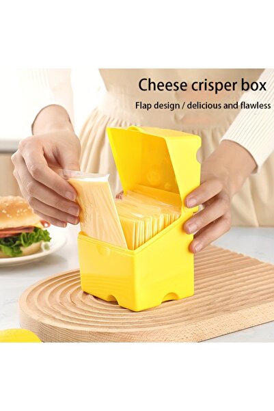 Choice Yellow 1pc ABS Cheese Storage Box with Flip-Top Lid, Durable Kitchen Organizer for Food Preservation