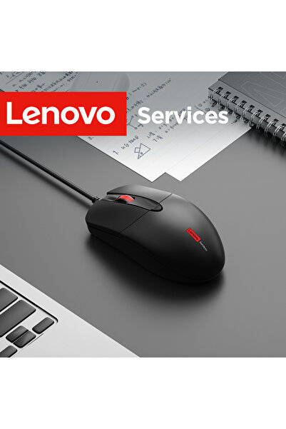 LENOVO Black Classic Wired Mouse, Suitable for Business and Home Use, Classic Black, Ergonomic Design, ...