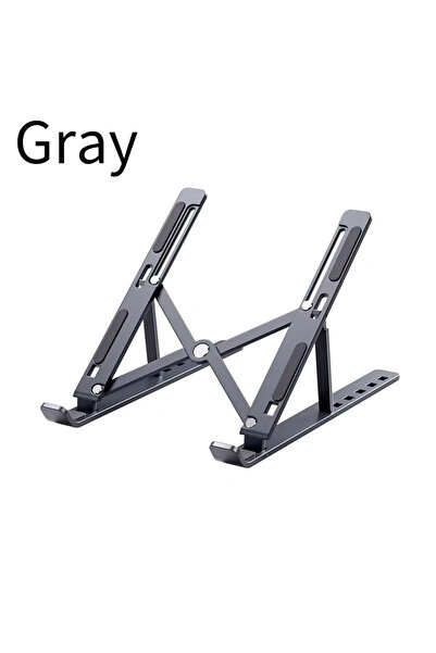 Choice حامل كمبيوتر محمول رمادي قابل للتعديل من الألومنيوم لأجهزة ماك بوك قابل للتعديل محمول أكثر استقرارًا وتبريدًا