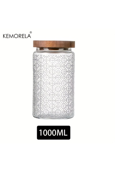 Choice مرطبان تخزين زجاجي عتيق من KEMORELA سعة 700 مل/1000 مل مع غطاء خشبي مح...