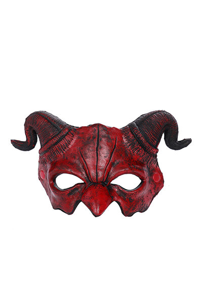 Choice قناع شيطان أحمر بقرن خروف لعيد الهالوين، قناع تنكري واقعي لحفلات الهالوين