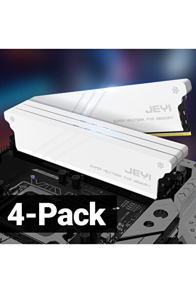Choice4 مشتت حراري أبيض من 4 قطع من JEYI DIY لذاكرة الوصول العشوائي (RAM) مع وسادات حرارية، مبرد ذاكرة الوصول العشوائي (RAM) المكتبي لتبديد إشعاع DDR