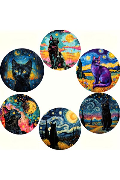 Choice4 مجموعة واحدة من 4 قطع 4 بوصة 4 بوصة مستديرة 2DFlat Cat مجموعة قواعد أ...