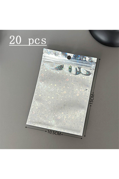 Choice 10.5 × 15 سم أخرى 20 قطعة 20 قطعة حقيبة ختم ذاتي مزدوجة الجوانب على شكل نجمة ليزر حقيبة ختم ذاتي قلادة مجوهرات