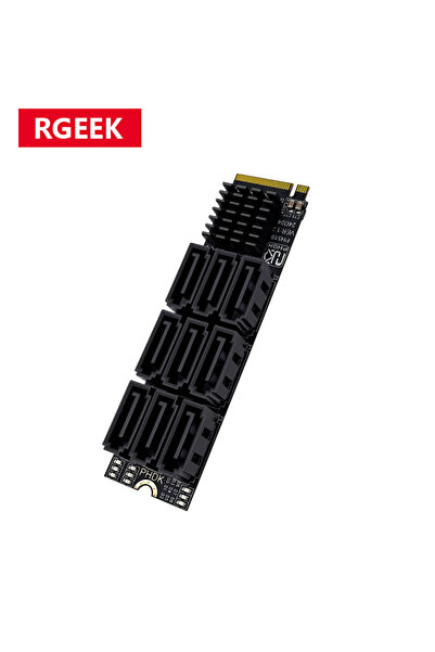 Choice بطاقة RGEEK M.2 إلى SATA 3.0 Riser Card 6Gbps M2 M-KEY PCI-E Expansion Card 9 منافذ SATA3.0