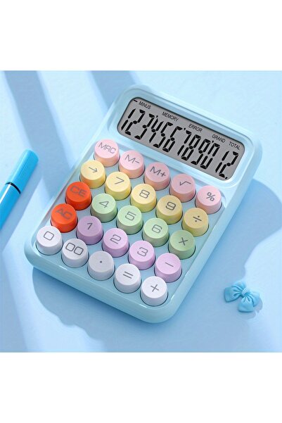 choice2 آلة حاسبة سطح مكتب زرقاء اللون مزودة بشاشة LCD كبيرة مكونة من 12 رقمً...