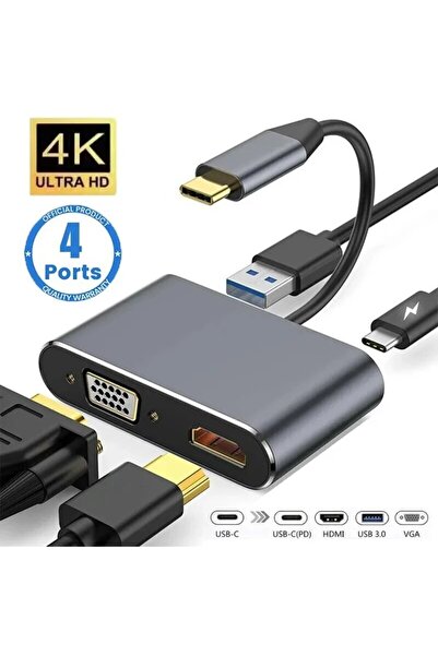 GGBEE 4in1 USB C Hub USB C Hub 4 in 1 Type C 3.0 Adapter to 4K HDMI VGA PD Fa...