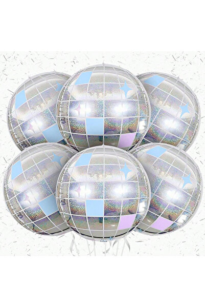 Miniso بالونات ديسكو دائرية مقاس 22 بوصة، 6 قطع، بالونات ديسكو لامعة رباعية ا...