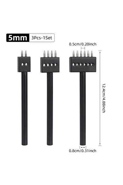 Choice 5MM-3PCS-1SET 2/4/6 Prongs Leather Hole Punching Tool, DIY Round Stitching Punch for Sewing, Carving