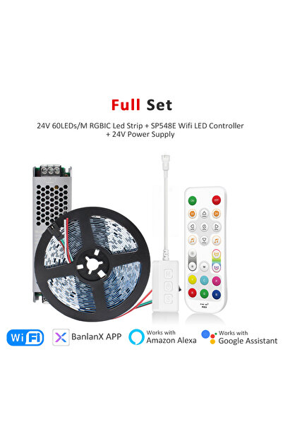 Choice مجموعة كاملة من شرائط إضاءة بكسل LED RGBIC WS2811 بطول 20 مترًا، 24 فو...
