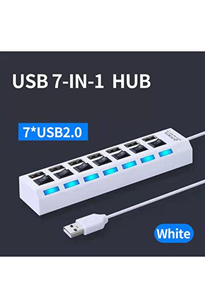 Choice موزع USB أبيض بـ 7 منافذ USB وموسع USB ومحول مقسم ومنافذ متعددة ومفتاح...