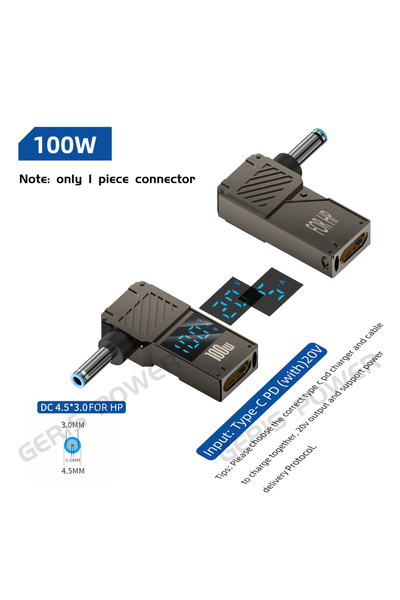 Choice 4.5X3.0mm (for Hp) 65W 90W 100W USB Type C PD to Laptop Computer Notebook Power Adapter Converter