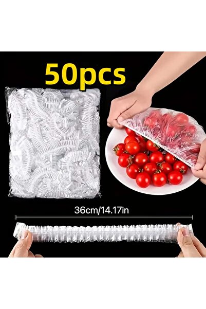 Choice 50pcs 50pcs Reusable PE Elastic Food Covers - Stretchable Plastic Lids for Bread, Fruits, Snacks | D