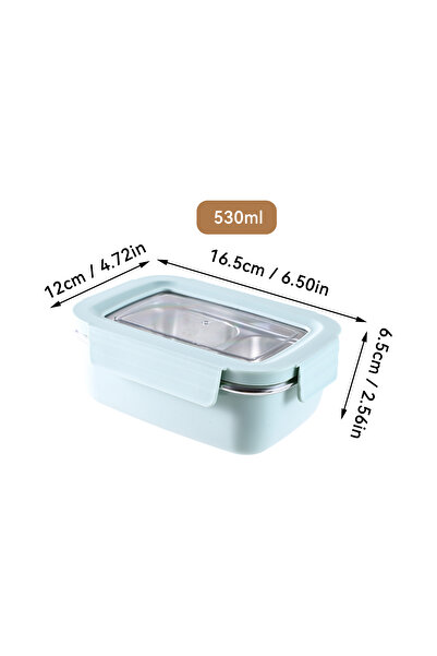 WORTHBUY Green 530ml 304 Stainless Steel Divided Bento Lunch Box With Detachable Lid Student Portabl