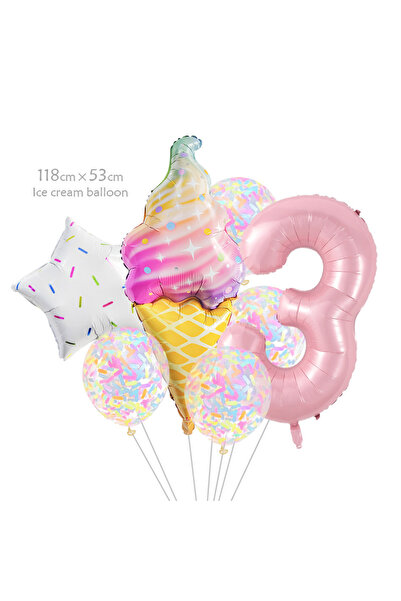 Choice رقم 32 بوصة HG9093-3 8 قطع من بالونات دونات آيس كريم نجمة مجموعة بالون...