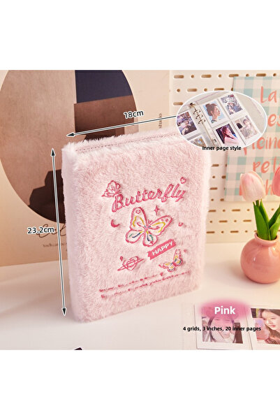 Choice كتاب بطاقات من القطيفة على شكل فراشة وردية مطرز بمظهر عالي المستوى 4 أ...