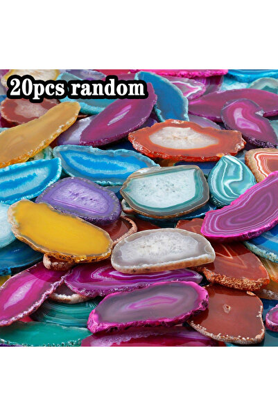 Choice random 20pcs 5/10/20 Random Natural Agate Slices, Colorful Agate Cryst...