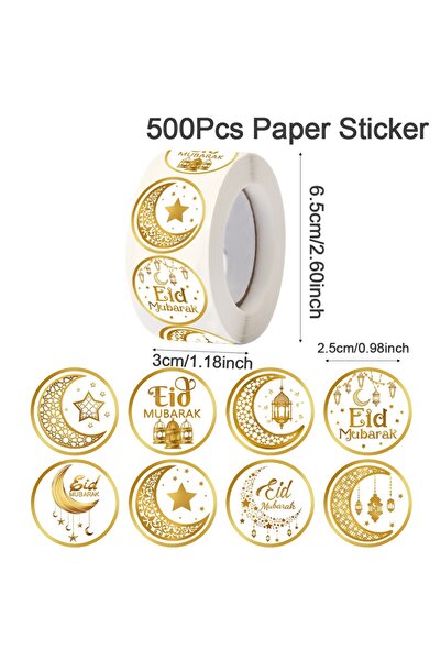 Choice1 as shown 06 500pcs Eid Mubarak Stickers White Gold Labels for Home 20...
