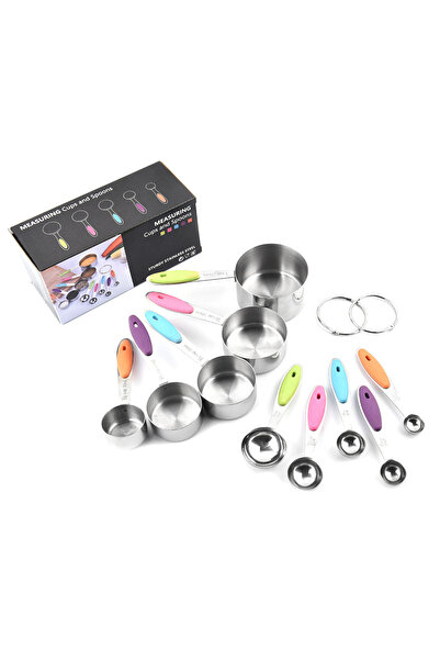 Choice طقم أكواب وملعقة قياس من الفولاذ المقاوم للصدأ CSLB10JT، مكون من 10 قطع
