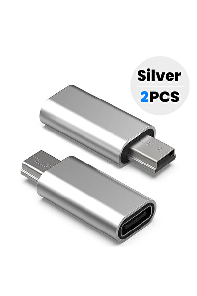 Choice محول من قطعتين فضي من النوع C إلى Mini USB للشحن السريع ونقل البيانات ...