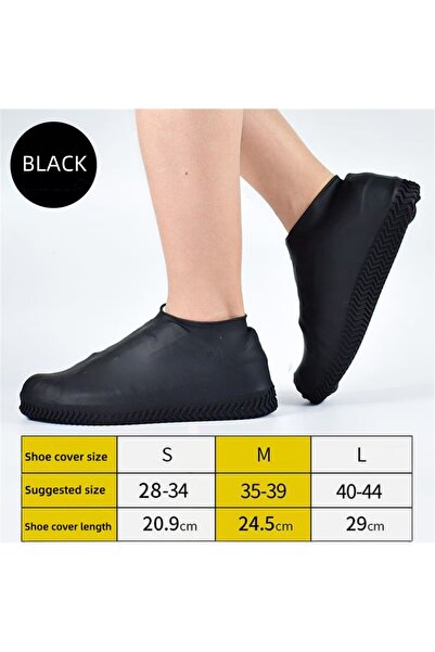 Choice L black Waterproof Rain Shoes Covers Reusable Non-slip Wear-resistant ...