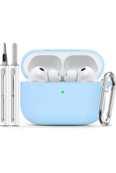 Choice حافظة AirPods Pro3 باللون الأزرق الفاتح 2025 مع مجموعة التنظيف، وأغطية...
