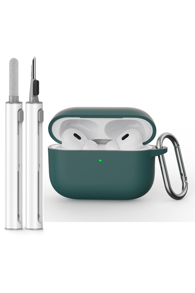 Choice غطاء حافظة لجهاز AirPods Pro 3 باللون الأخضر الداكن مع مجموعة تنظيف، غ...