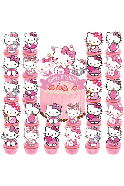 Miniso 01 Cute Hello Kitty Theme Cake Topper Girls Kids Birthday Party Decora...