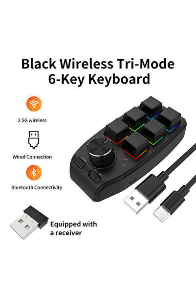 Choice لوحة مفاتيح بلوتوث سوداء ثلاثية الوضع، ماكرو USB، لوحة مفاتيح صغيرة مخ...