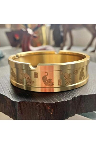Choice tiger Brass Ashtray Home Office Desk Ornaments Five Cattle Send Blessi...