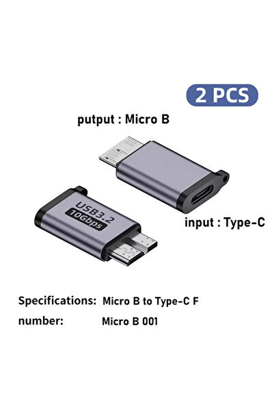 Choice 2x Micro BtoTypeC F Micro B USB C 3.0 محول ذكر إلى أنثى من النوع C موص...