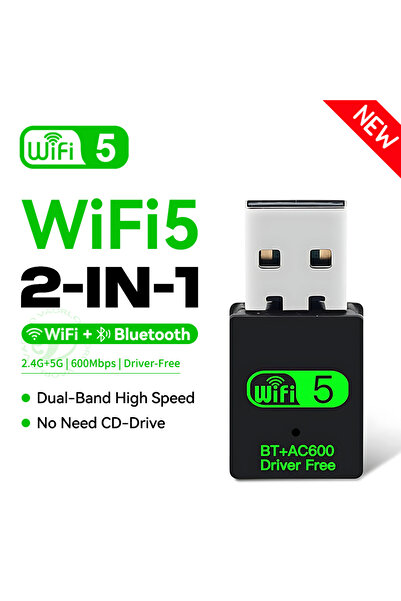 Choice 600Mbps WIFI BT 2 IN 1 USB WiFi Bluetooth Adapter 600Mbps 2.4G/5GHz Dual Band Wi-Fi 5 Dongle High-Sp
