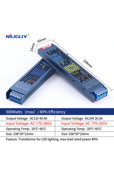 Choice محول إضاءة 24 فولت 500 واط، فائق النحافة وهادئ، 500 واط، 400 واط، 300 ...