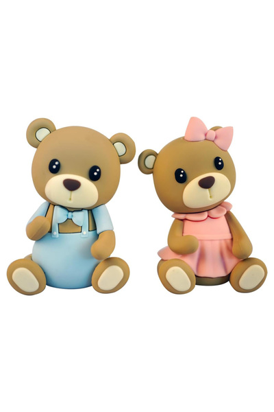 choice2 Pink and Blue 2pcs 2Pcs Bear Cake Topper, Gender Reveal Cake Topper f...