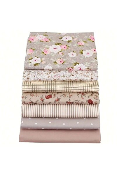 Choice مجموعة من 7 قطع من قماش قطني وردي مزهر (25 سم × 20 سم)؛ قماش مقطوع مسب...