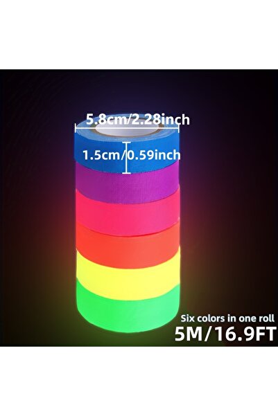 Choice 15mmx5mx6color UV Glow Cotton Tape Neon Gaffer Safety Masking Warning ...