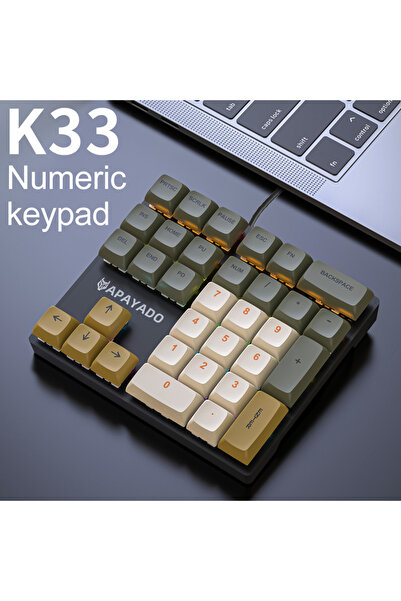 Choice blue switch K33 glimmer Origin Brand APAYADO K33 Mini Numeric Keyboard 33Keys,Blue Mechanical Shaft,
